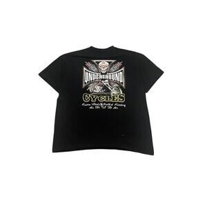 Y2K Skull Graphic Motorcycle Cross T-Shirt | Fits XL | Biker